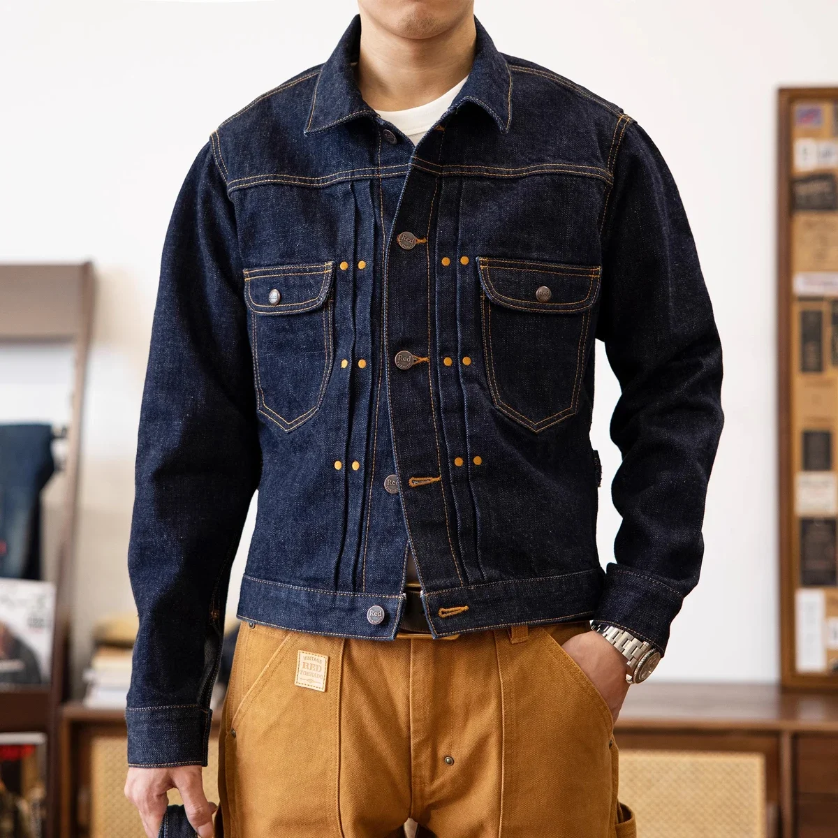 Men'S Shoes For Jeans - Veste en jean à lisière Red