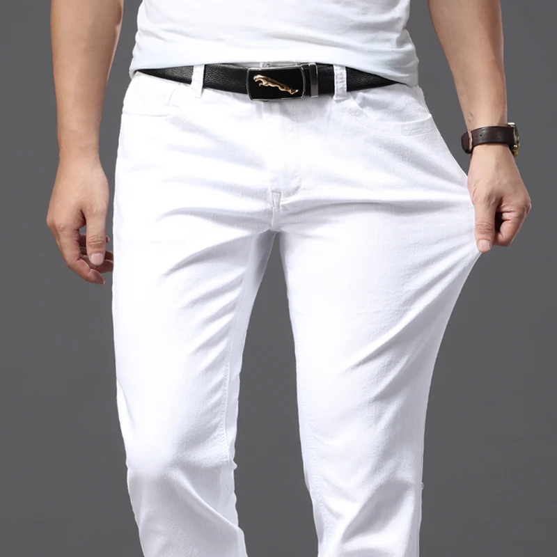 Men'S Shoes For Jeans - Hommes Slim blanc jean nouvelle élasticité