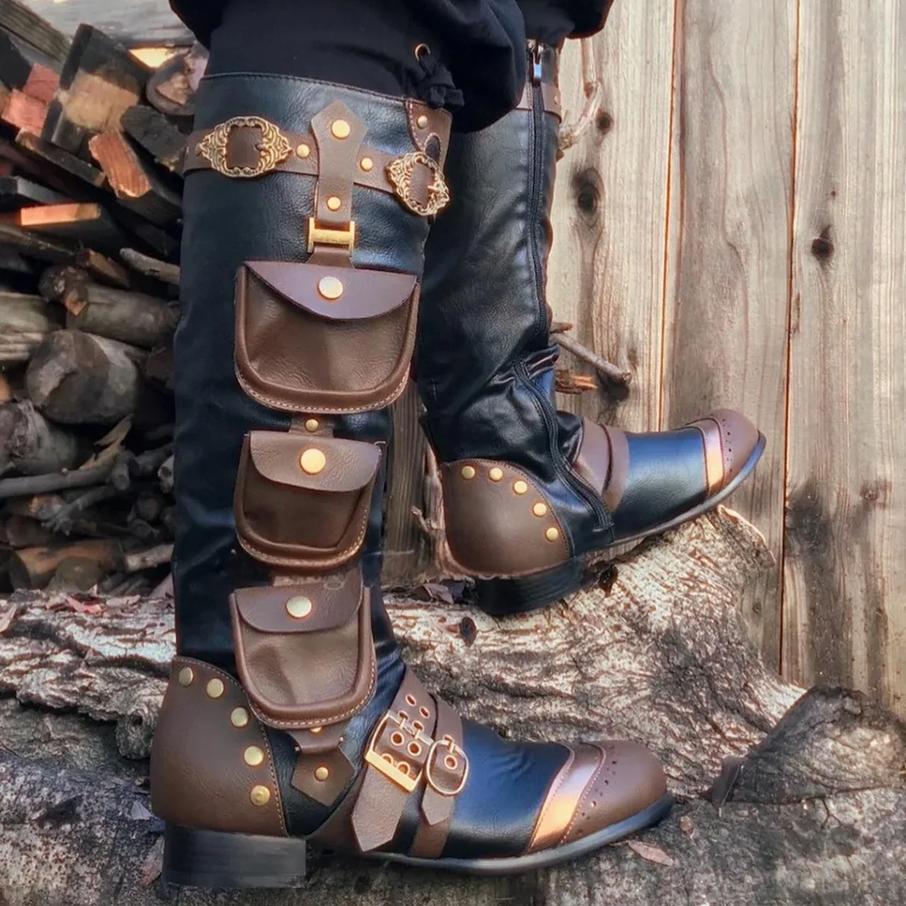 Men Shoes Europe To Us - Bottes hautes rétro médiévales Steampunk avec