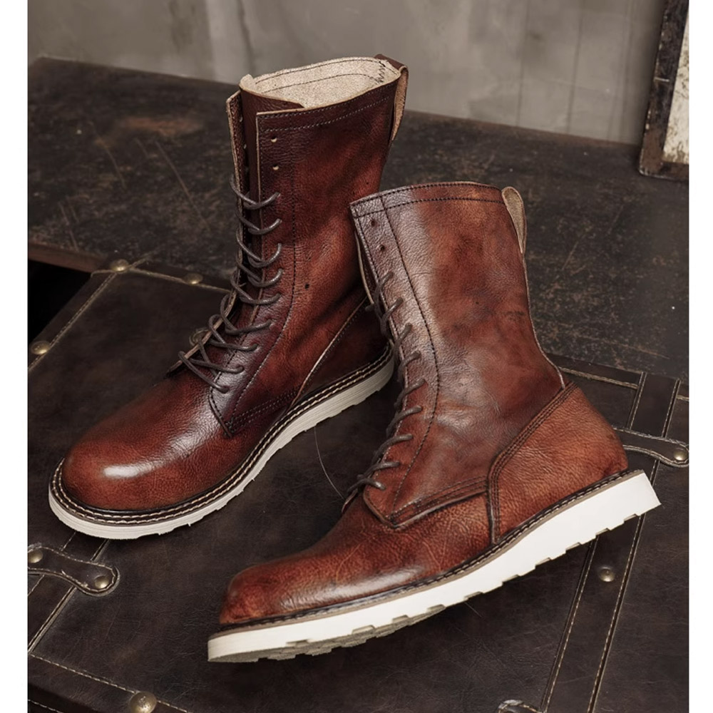 Bottes de moto en cuir véritab - Men'S Shoes Brogues avis et prix