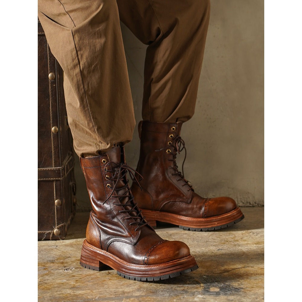 Bottes de moto en cuir véritab - Men'S Shoes Brogues avis et prix