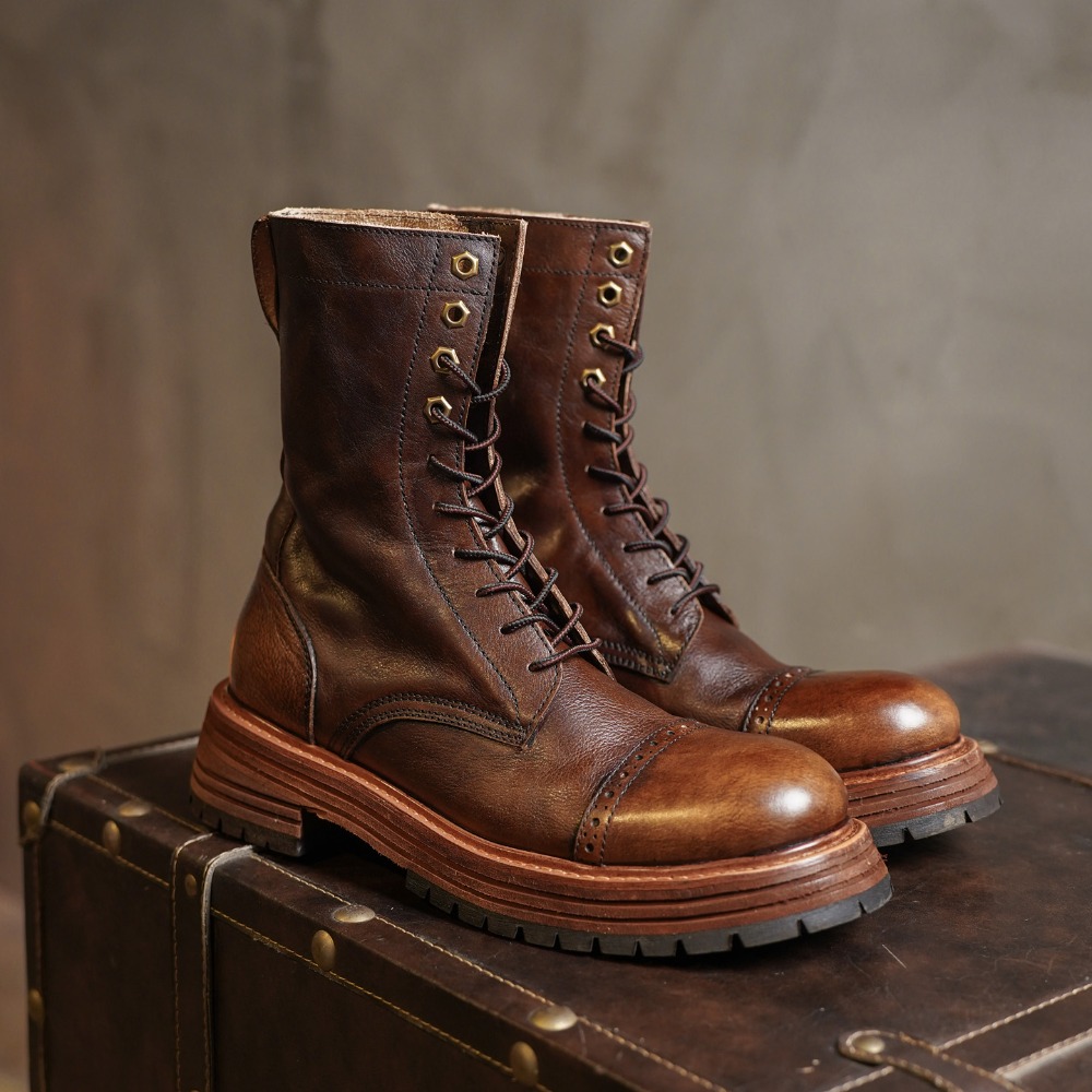 Bottes de moto en cuir véritab - Men'S Shoes Brogues avis et prix